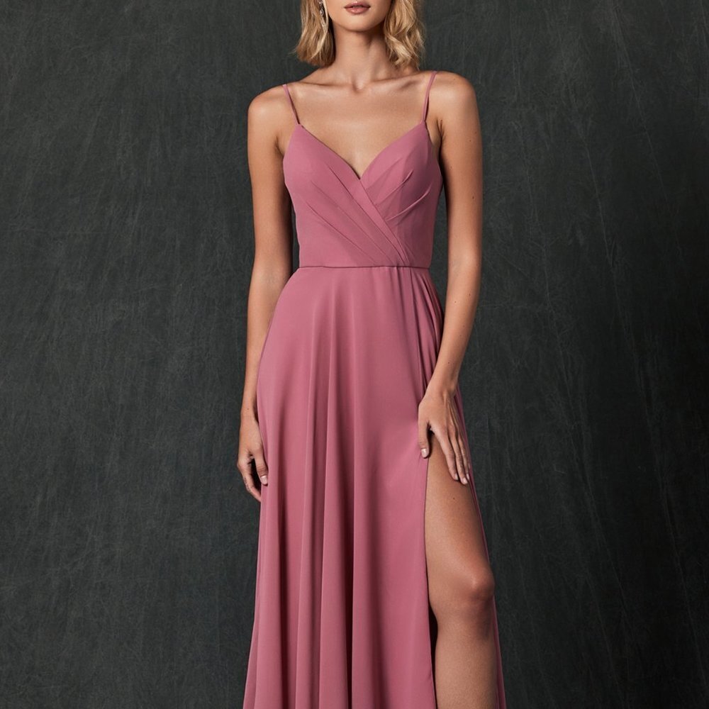 NEW ROSE PINK V-Neck A-Line Shape Party Evening Formal Prom Dress JT263